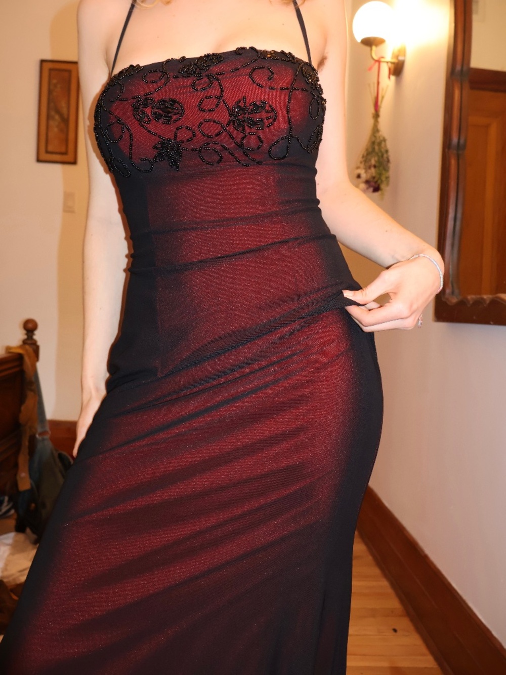 Black / red beaded dress